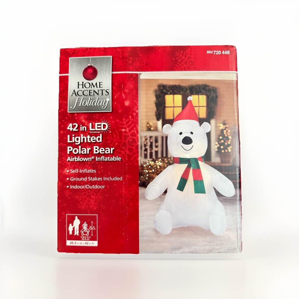 Home Accents Polar Bear 720448 LED Lighted Electric‎ Inflatable 42" Christmas